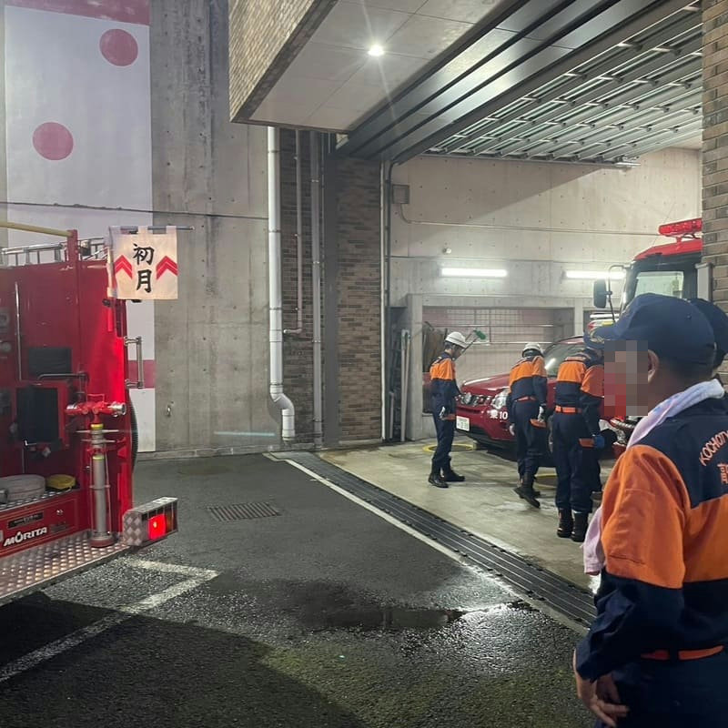 初月分団の訓練風景